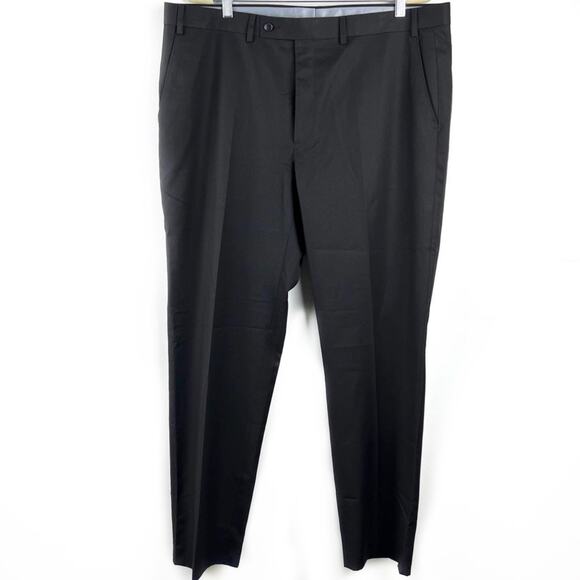 Van Heusen Black Pleated Trousers 40x32 Formal Dress Pants - Picture 1 of 8